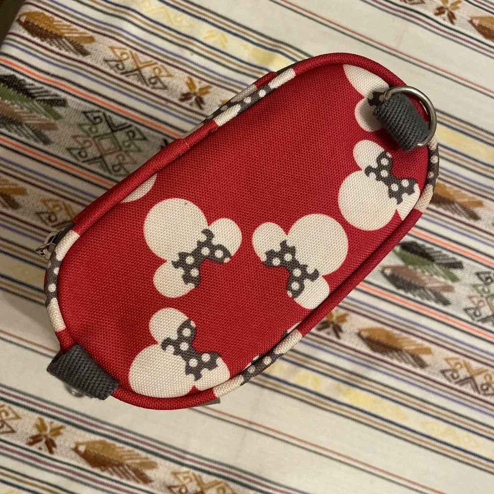 Baby Bottle Bag Insulated Minnie Mouse Disney Red Gray White Clip Strap‎